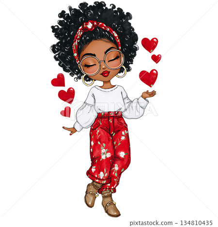 cute african woman in traditional dress 134810435