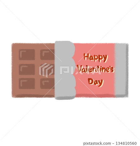 Happy Valentine's Day lettering and chocolate bar illustration Happy Valentine's Day lettering and chocolate bar illustration 134810560