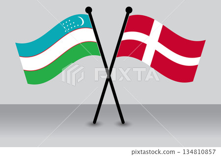 Crossed Flags of Uzbekistan and Denmark Representing International Friendship, Unity, and Cultural Exchange Crossed Flags of Uzbekistan and Denmark Representing International Friendship, Unity, and Cultural Exchange 134810857