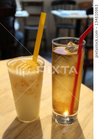 Indian Drinks: Tulsi Tea and Honey Salt Lemon Lassi Indian Drinks: Tulsi Tea and Honey Salt Lemon Lassi 134810863