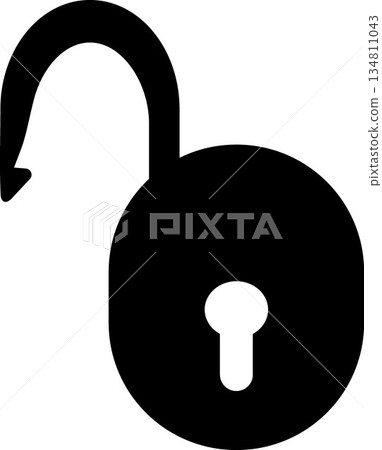 Open Rounded Padlock with Keyhole Silhouette - Security Access and Unlocked Icon 134811043