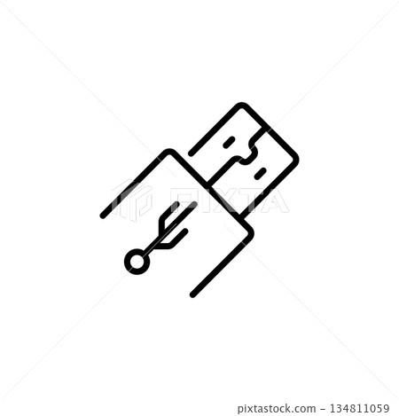 usb cable vector icon outline style. perfect use for logo, presentation, website, and more. modern icon design line style 134811059