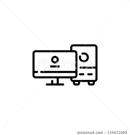 computer vector icon outline style. perfect use for logo, presentation, website, and more. modern icon design line style computer vector icon outline style. perfect use for logo, presentation, website, and more. modern icon design line style 134811069