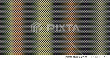 Abstract Multicolor Woven Pattern With Striped Checkered Texture And Metallic Shine 134811148