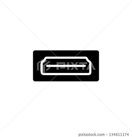 hdmi port vector icon solid style. perfect use for logo, presentation, website, and more. modern icon design glyph style hdmi port vector icon solid style. perfect use for logo, presentation, website, and more. modern icon design glyph style 134811174