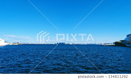 Minato Mirai sea and blue sky 134811292