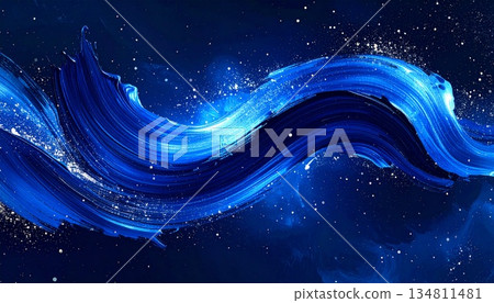 Midnight blue sparkling ink brush background Midnight blue sparkling ink brush background 134811481