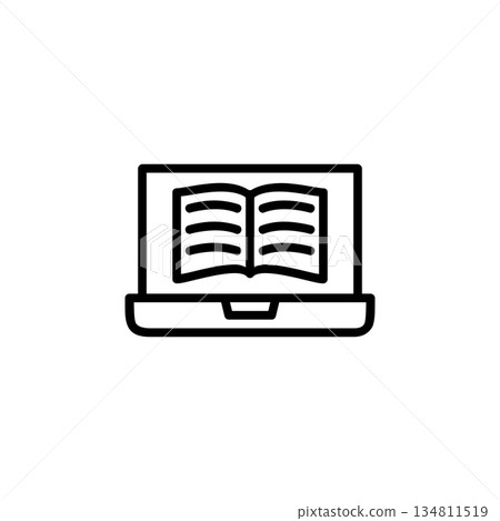 digital book icon. Online Learning icon. Perfect for application, web, logo and presentation template. icon design line style digital book icon. Online Learning icon. Perfect for application, web, logo and presentation template. icon design line style 134811519
