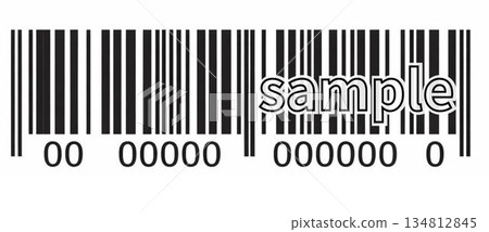 Sample barcode dummy material (sample text included, discreet display/unreadable) 134812845