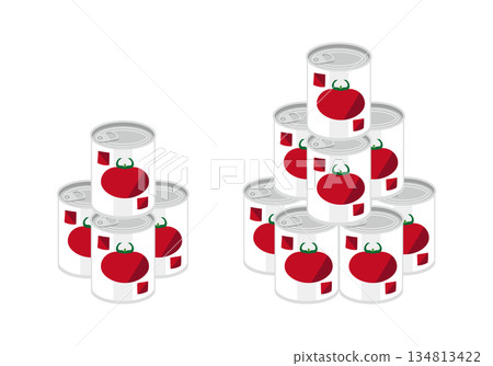 Illustration of stacked cans of chopped tomatoes Illustration of stacked cans of chopped tomatoes 134813422