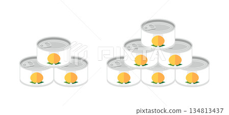 Illustration of stacked canned yellow peaches (mini size) 134813437