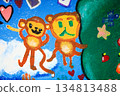 watercolor painting with cute little girl 134813488