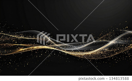 Luxury background of floating light particles in jet black Luxury background of floating light particles in jet black 134813588