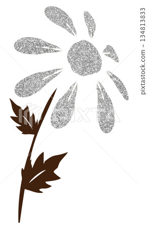 Illustration material: Hand-drawn flowers, silver Illustration material: Hand-drawn flowers, silver 134813833