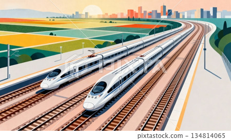 train on the railway station 134814065