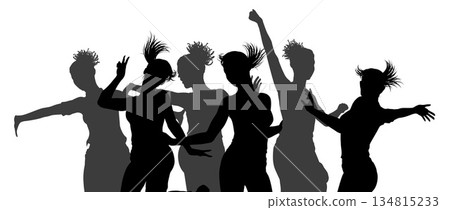 Dancing Women Silhouettes Crowd Party Celebration Dancing Women Silhouettes Crowd Party Celebration 134815233
