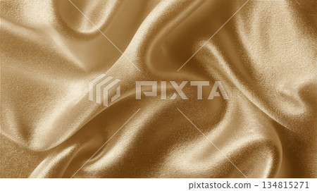 Silk fabric background material (gold) (AI generation) 134815271