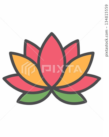 Colorful lotus flower icon illustration Colorful lotus flower icon illustration 134815559