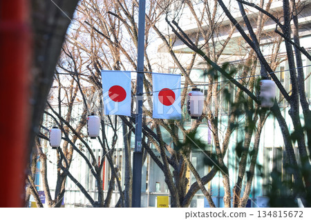 [Japanese flag] Hinomaru, streetscape near Omotesando 134815672