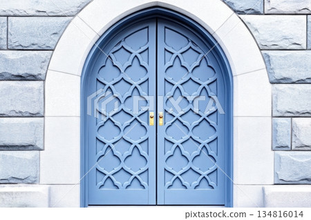 Joyful Regency inspired bride and groom share a moment of laughter as they stroll towards the chateau, surrounded by love and elegance 134816014