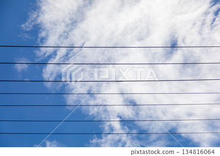 都市中,藍天下的電線五線譜 134816064