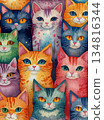 Colorful and cute cat patterns 134816344