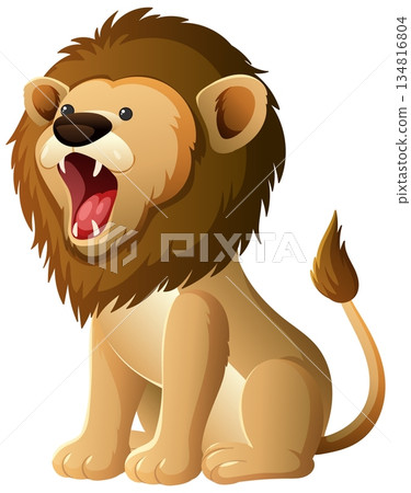 Cartoon Lion Cub Roaring with Open Mouth Cartoon Lion Cub Roaring with Open Mouth 134816804