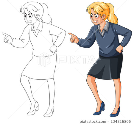 Angry Businesswoman Pointing Finger Cartoon Character Illustration Angry Businesswoman Pointing Finger Cartoon Character Illustration 134816806