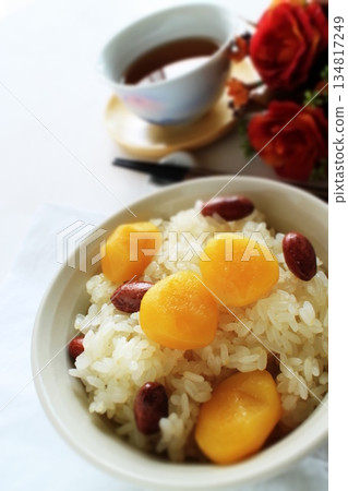 栗子紅腰豆飯佐日本茶 134817249