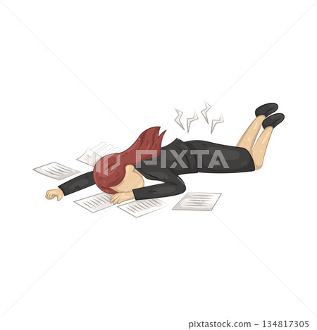 Illustration of desperate businesswoman and business failure Illustration of desperate businesswoman and business failure 134817305