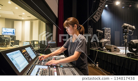 Female engineer working on sound 134817438