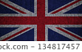 Flag of the United Kingdom on an ancient concrete surface. Concept of British heritage patriotism 134817457