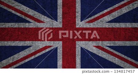 Flag of the United Kingdom on an ancient concrete surface. Concept of British heritage patriotism 134817457