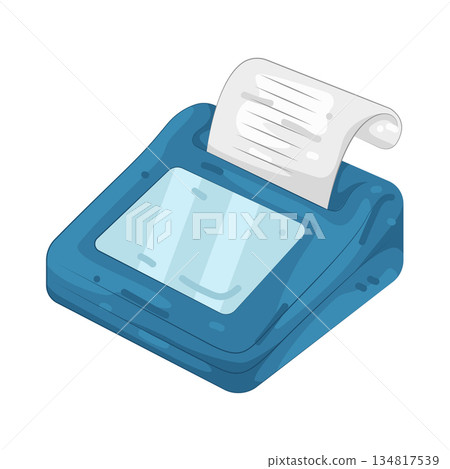 Illustration of receipt printer Illustration of receipt printer 134817539