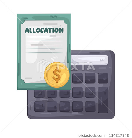 Illustration of allocation budget with calculator Illustration of allocation budget with calculator 134817548