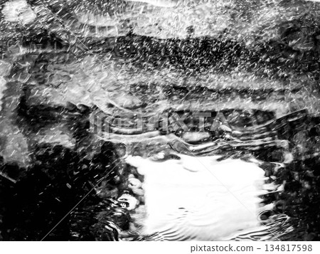 Intense water splashes and approaching rotating brushes - Car wash Intense water splashes and approaching rotating brushes - Car wash 134817598