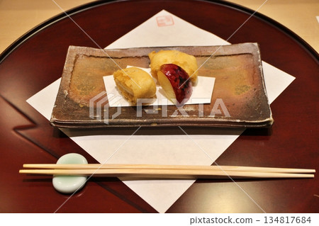 Japanese Fried Food: Steamed Conger Eel with Baked Apple Japanese Fried Food: Steamed Conger Eel with Baked Apple 134817684