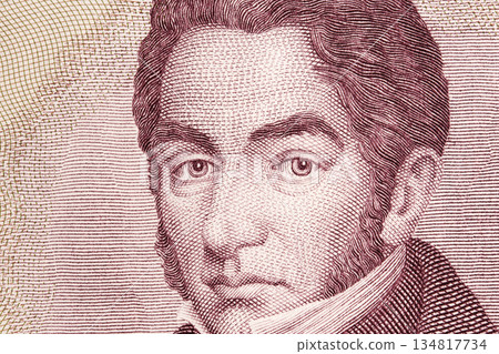 Manuel Rengifo a closeup portrait from Chilean money Manuel Rengifo a closeup portrait from Chilean money 134817734