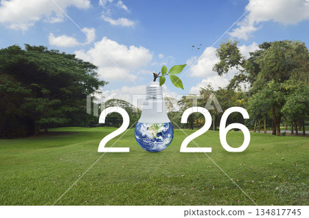 Happy new year 2026 ecology saving power and energy concept, Elements of this image furnished by NASA 134817745