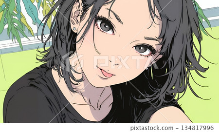 一個俏皮的年輕女子（用一種略帶滑稽的語氣）吐著舌頭 134817996