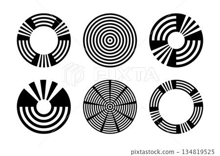 Circle Design Elements. Circular Geometric Shapes. Abstract Icons Set. 134819525