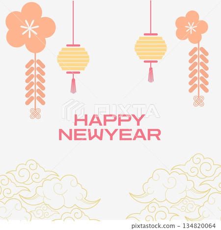 chinese new year with chinese lantern and text 134820064
