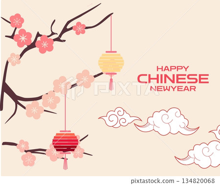 chinese new year with chinese lantern 134820068