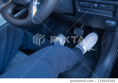 foot on the accelerator pedal foot on the accelerator pedal 134820168
