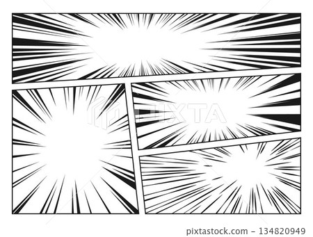 Manga speed lines radiate from center Manga speed lines radiate from center 134820949