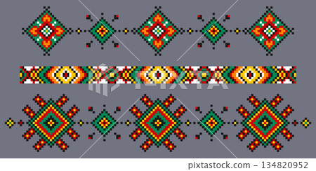 Ukrainian embroidery ornament set 134820952