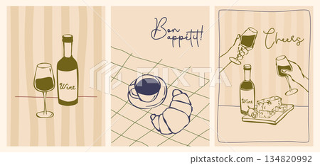 Hand drawn French food posters 134820992