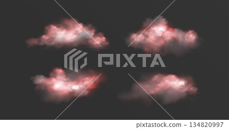 Magic pink clouds set isolated on background Magic pink clouds set isolated on background 134820997
