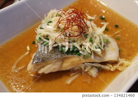 Chinese Cuisine: Steamed Salmon with Lemon 134821460