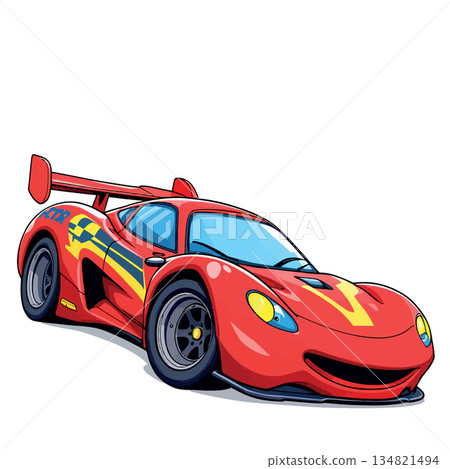 Vsai cartoon red racing sports car vector illustration 134821494